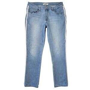 Levis Classic Mid Rise Skinny Jeans Light Wash Glitter Side Stripe Womens 33